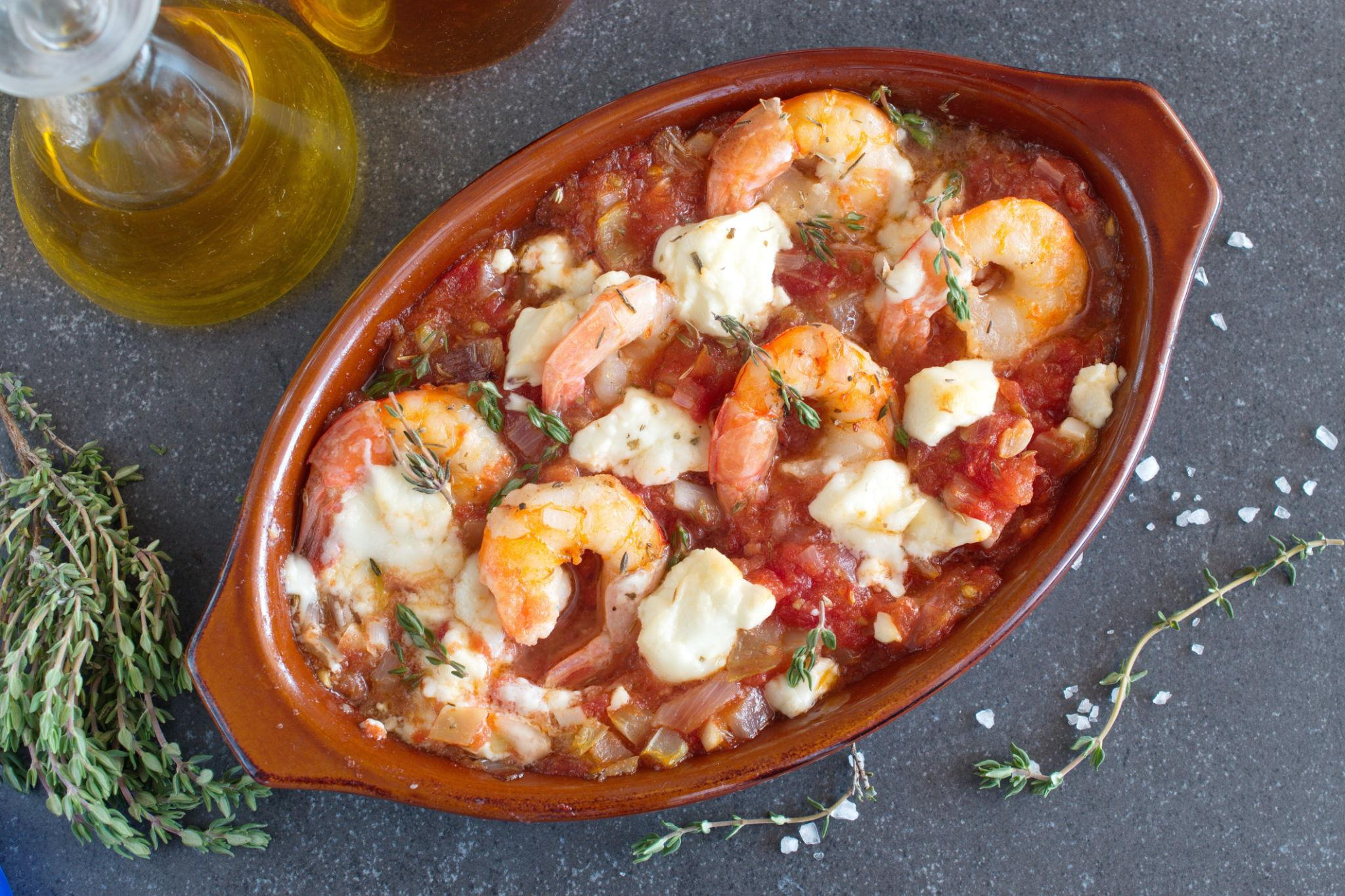 Shrimp with Tomato & Feta (Garides Saganaki)