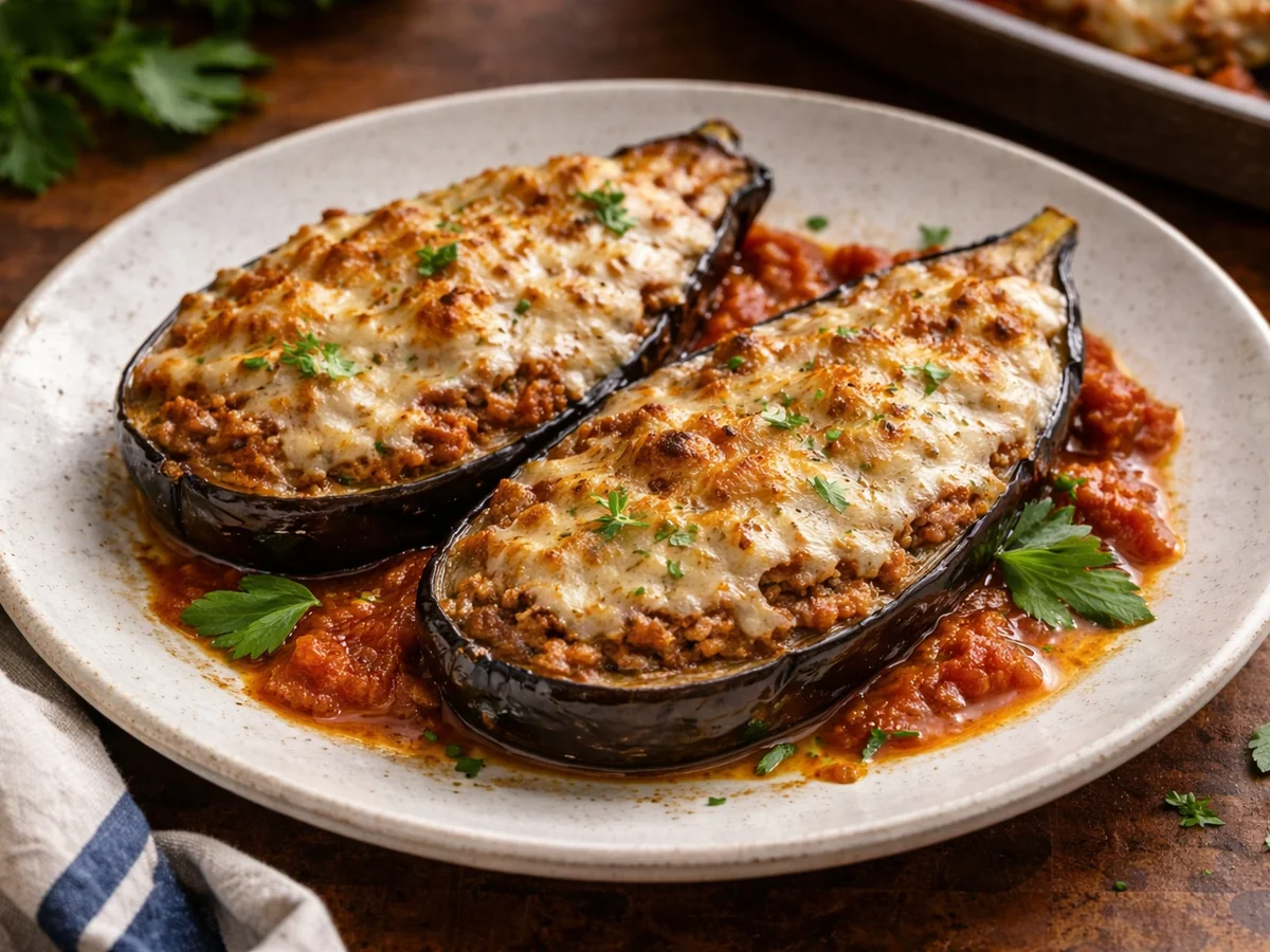 Papoutsakia (Stuffed Eggplant) — Classic (weekly) and Lentil (everyday) Version